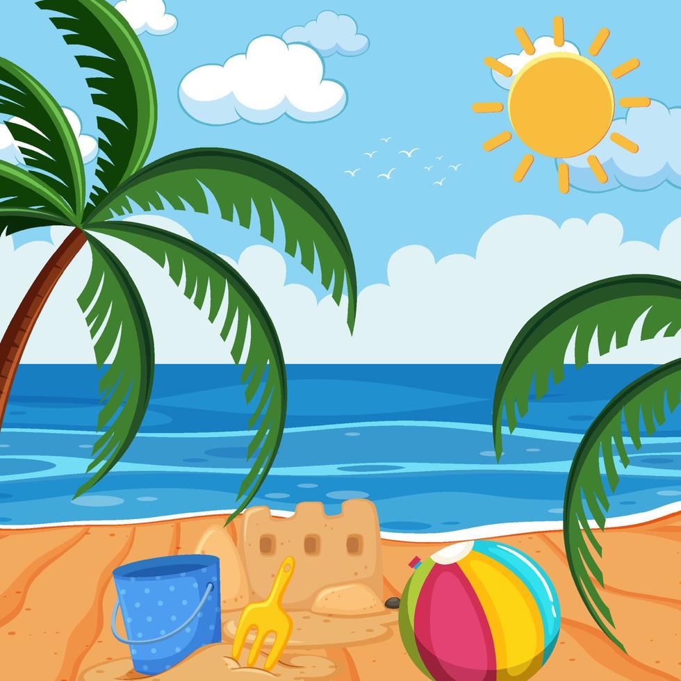 summer season with beach background free vector